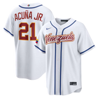 Camiseta de local de béisbol de Venezuela blanca del Clásico Mundial de Béisbol 2026